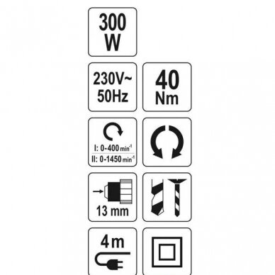 Elektrinis gręžtuvas suktukas Yato YT-82060, 40Nm, 300W 2