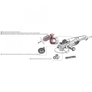 Elektrinis kampinis šlifuoklis WORCRAFT AG24230H, 230mm 2400W 5