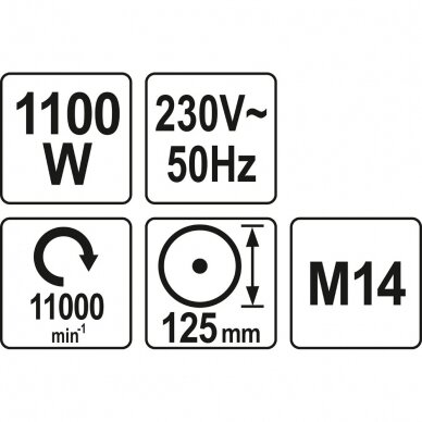 Elektrinis kampinis šlifuolkis Yato YT-82100, 1100W, 125 mm 2