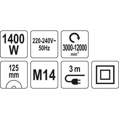 Elektrinis kampinis šlifuolkis Yato, 1400 W, 125 mm 3