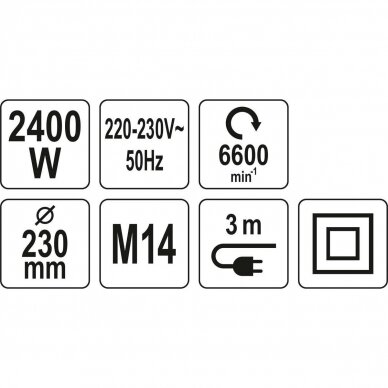 Elektrinis kampinis šlifuolkis Yato YT-82105, 2400 W, 230 mm 2