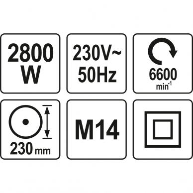 Elektrinis kampinis šlifuoklis Yato, 2800 W, 230 mm 3