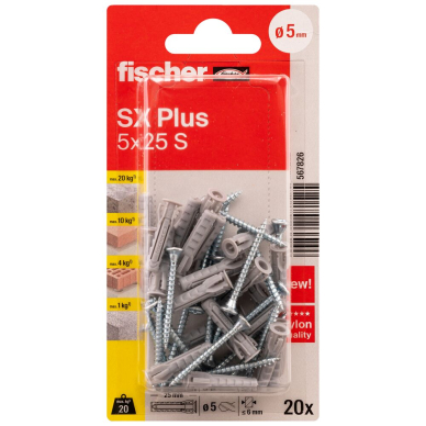 FISCHER kaiščiai su varžtais SX Plus S, 5x25 mm, 20 vnt.