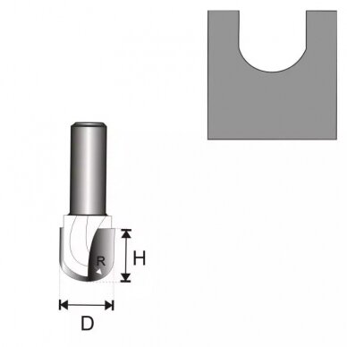 Freza medžiui Dedra 07F073B, 8 D 25,4 H 22,5 R 12,7  mm 1