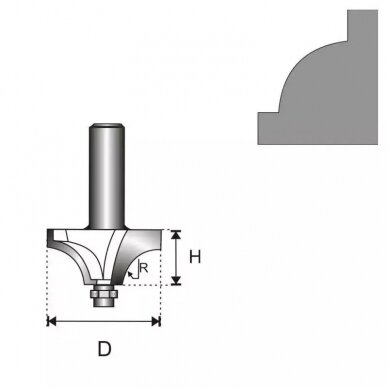 Freza medžiui Dedra 07F131A, 6 D 22,5 H 9 R 4,76  mm 1