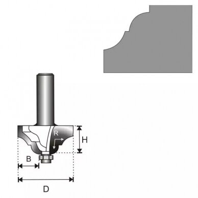 Freza medžiui Dedra 07F172B, 8 D 34,9 H 15 R 5,6 B 12,9mm 1