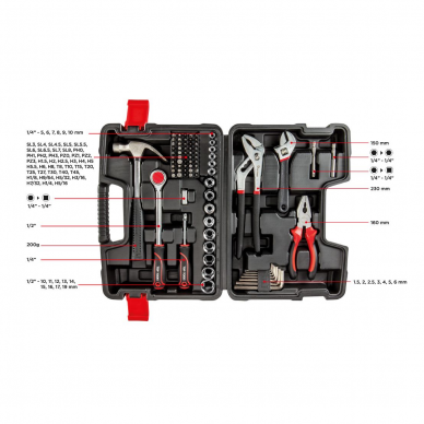 Galvučių ir raktų komplektas Top Tools 38D510, 1/4", 1/2" 81 vnt. 1