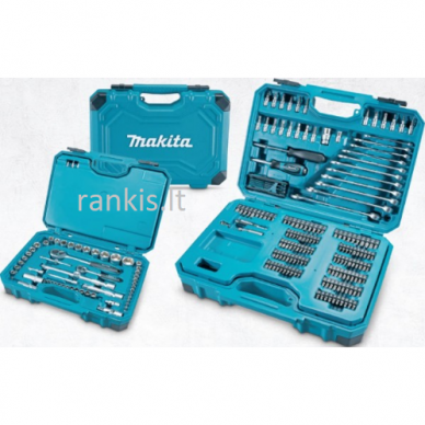 Galvučių, raktų ir antgalių rinkinys Makita E-10883, 221vnt, 1/2" + 1/4" 6