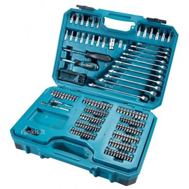 Galvučių, raktų ir antgalių rinkinys Makita E-10883, 221vnt, 1/2" + 1/4" 3