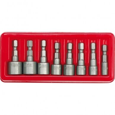 Galvučių rinkinys Vorel 66113, 8vnt, 1/4", 5-13mm