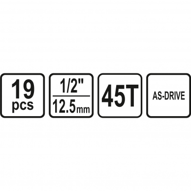 Galvučių su terkšle rinkinys Sthor, 12,5 mm (1/2"), 8-32 mm, 19 vnt. 2