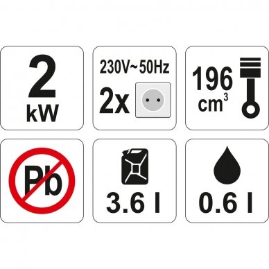 Generatorius benzininis Yato 2.2kW AVR, 2x230V 1