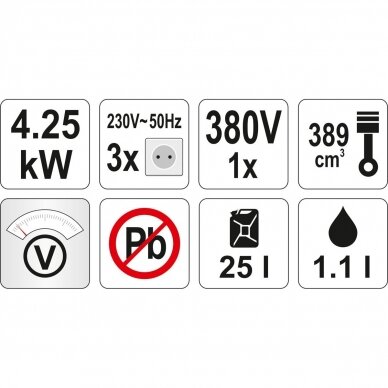 Generatorius benzininis Yato 5500W (230-400V) 1