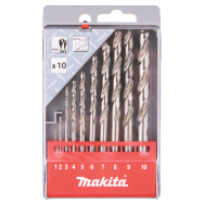 Grąžtų komplektas 10 vnt. (1-10mm) metalui HSS-G Makita D-57205