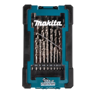 Grąžtų komplektas Makita D-67555, 25 vnt. (1-13mm) metalui HSS-G