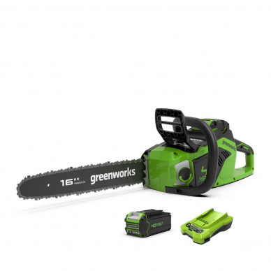 Akumuliatorinis grandininis pjūklas Greenworks GD40CS18K4, 40 V, 4,0 Ah