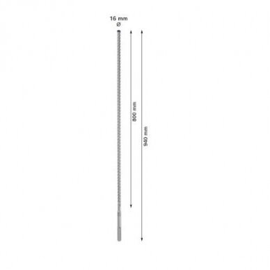 Grąžtas betonui Bosch SDS-max-8X, 16x800x940 mm, 2608900217 1