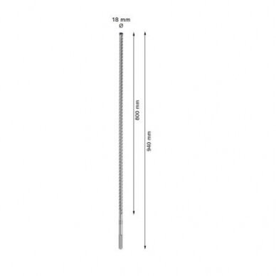 Grąžtas betonui Bosch SDS-max-8X, 18x800x940 mm, 2608900224 1