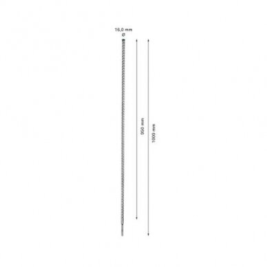 Grąžtas betonui Bosch SDS-plus, 16x950x1000mm, 1 vnt. 2608900135 2