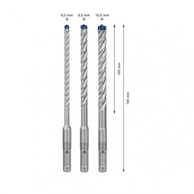 Grąžtas betonui Bosch SDS-plus, 3 vnt., 6/8/10 mm, 2608900196 1