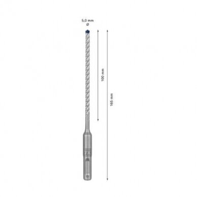 Grąžtas betonui Bosch SDS-plus, 5x100x165mm, 1 vnt. 2608900060 2