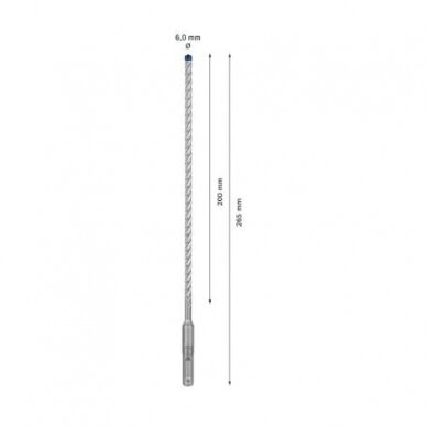 Grąžtas betonui Bosch SDS-plus, 6x200x265mm, 1 vnt. 2608900074 2