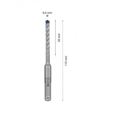 Grąžtas betonui Bosch SDS-plus, 6x50x115mm, 1 vnt. 2608900071 2