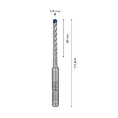 Grąžtas betonui Bosch SDS-plus, 6x50x115mm, 10 vnt. 2608900159 1