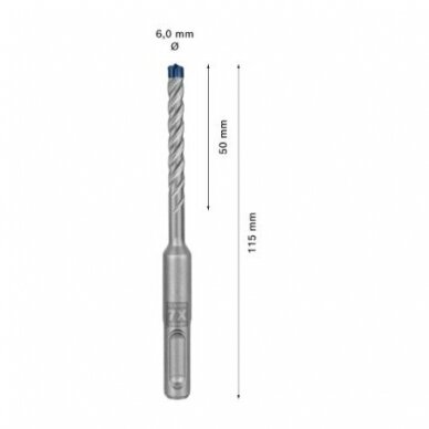 Grąžtas betonui Bosch SDS-plus, 6x50x115mm, 30 vnt. 2608900180 2