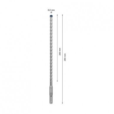 Grąžtas betonui Bosch SDS-plus, 8x200x265mm, 1 vnt. 2608900090 2