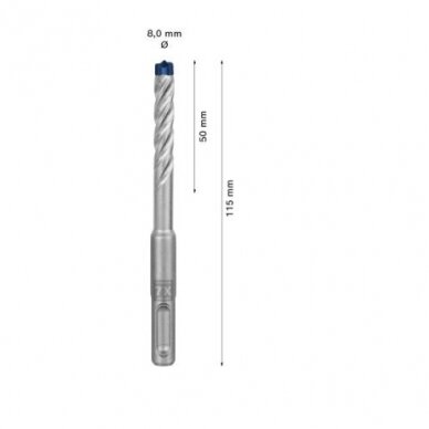 Grąžtas betonui Bosch SDS-plus, 8x50x115mm, 1 vnt. 2608900087 2