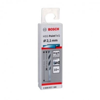 Grąžtas metalui Bosch PointTeQ, 2,1x24x49 mm, 10 vnt., 2608577189 1