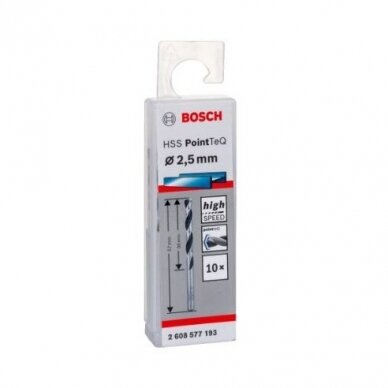 Grąžtas metalui Bosch PointTeQ, 2,5x30x57 mm, 10 vnt., 2608577193 1