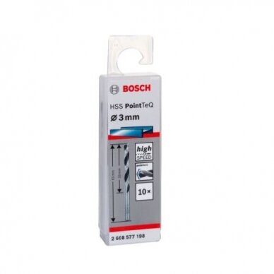 Grąžtas metalui Bosch PointTeQ, 3x33x61 mm, 10 vnt., 2608577198 1