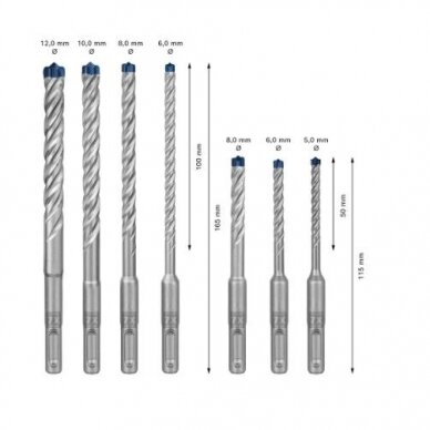 Grąžtų betonui rinkinys Bosch, 7 vnt., 5/6/6/8/8/10/12 mm, 2608900195 1