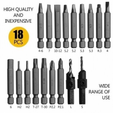 Gražtų ir antgalių rinkinys Essen tools ZN20, 20 vnt 4