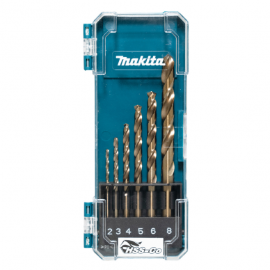 HSS-CO metalo grąžtų rinkinys Makita D-75758, 6 vnt (2,3,4,5,6,8 mm) 1