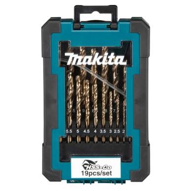 Grąžtų komplektas Makita D-67561, 19 vnt. (1-10mm) HSS-Co 5%