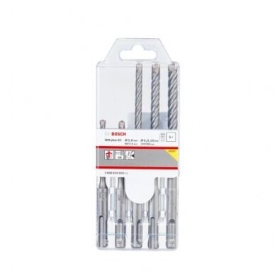 Grąžtų komplektas Bosch SDS plus-5X, 5 vnt., 5/6/6/8/10 mm, 2608833910 1