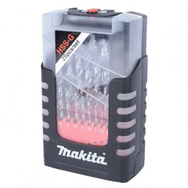 Grąžtų komplektas Makita 25 vnt. (1-13mm) metalui HSS-G (D-50457)