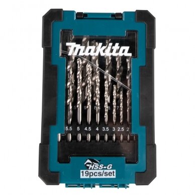 Grąžtų komplektas Makita D-67549, 19 vnt. (1-10mm) metalui HSS-G 1