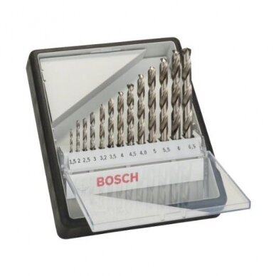 Grąžtų komplektas metalui Bosch HSS-G, 1.5-6.5 mm, 13 vnt., 2607010538