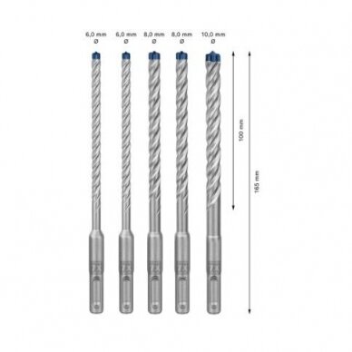 Grąžtų rinkinys Bosch SDS-plus, 5 vnt., 6/6/8/8/10 mm, 2608900198 1