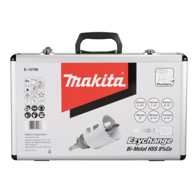 Gręžimo karūnų rinkinys elektrikams EZYCHANGE, BIM, (35,44,54,76,95,114mm) Makita E-15796 1