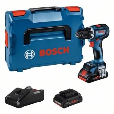 Akum. suktuvas-gręžtuvas Bosch GSR 18V-90 C, 18V; 2x4.0Ah + L-BOXX (06019K6005)