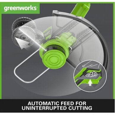 Akumuliatorinis trimeris Greenworks G40LT33, 40V (be akum. ir be krov.) 2