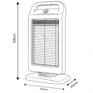 Halogeninis infraraudonųjų spindulių šildytuvas NEO 90-113, 400/800/1200W 3