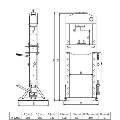 Hidraulinis presas 12Ton su manometru 1