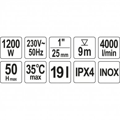 Hidroforas Yato YT-85370, 1200W (4000l/h) 2