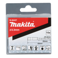 Grąžtas metalui Makita B-56437, HSS-G, 3,3x50MM, 1/4", (10 vnt.)